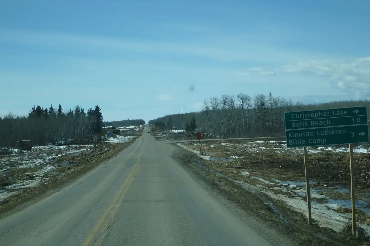 Highway toward Christopher Lake turnoff, 2015