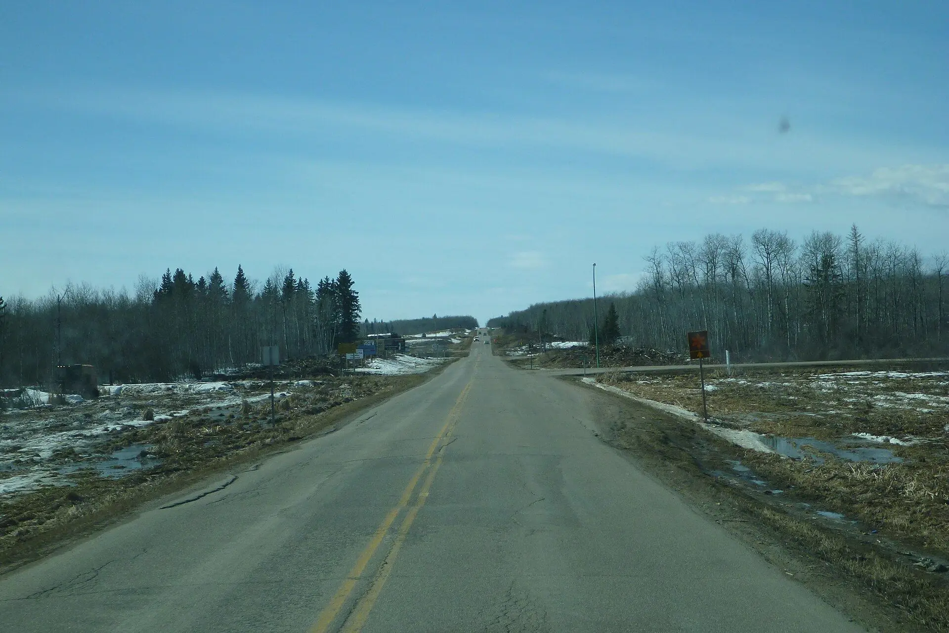 Highway through the countryside in early spring