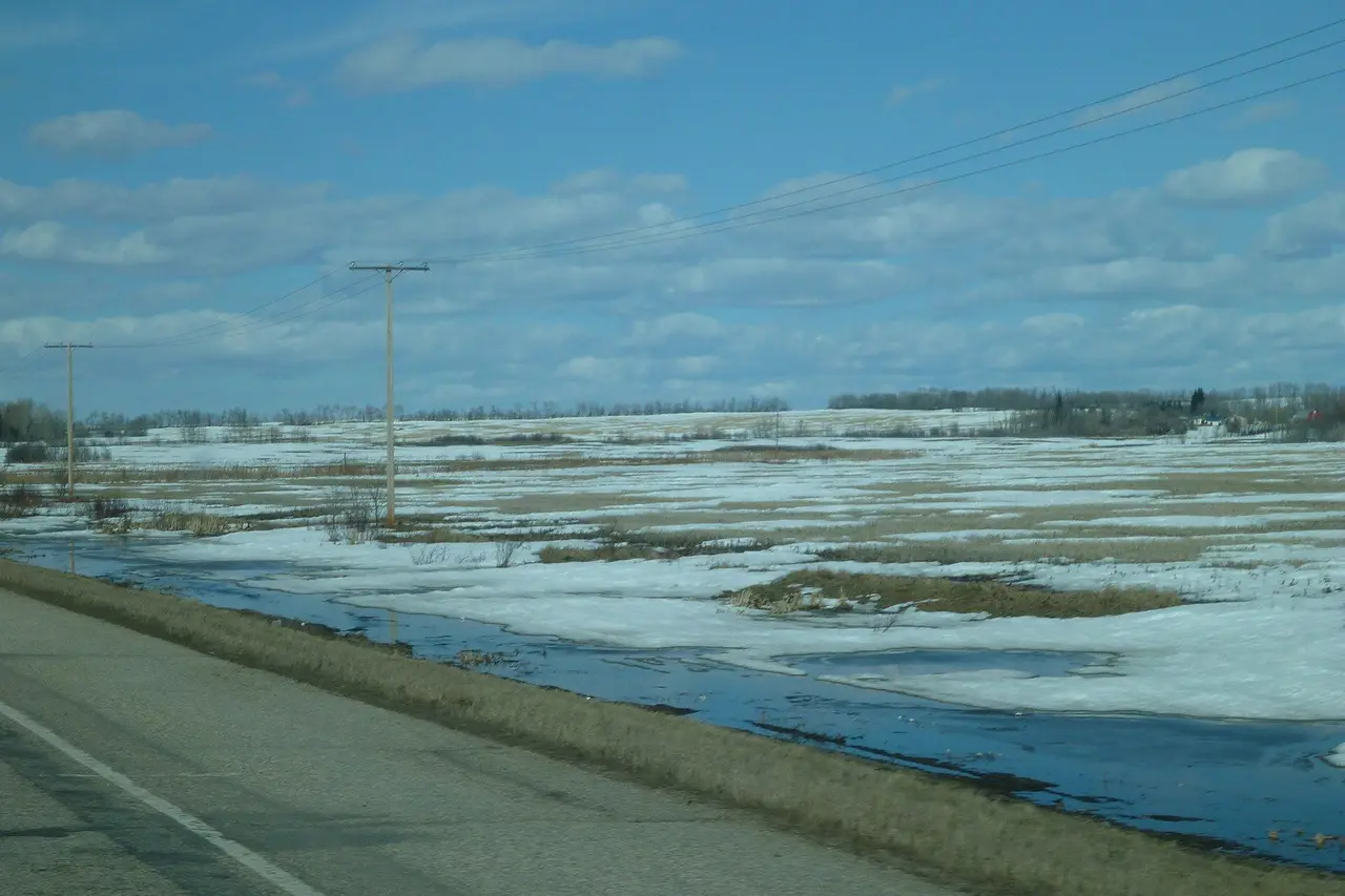 Spring thaw along a country road, 2015